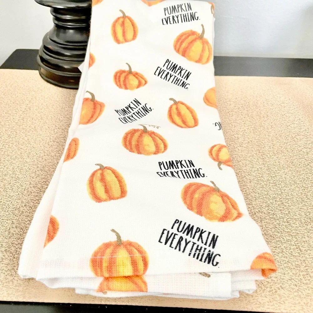 🆕Rae Dunn 2PK PUMPKIN EVERYTHING Kitchen Towels
